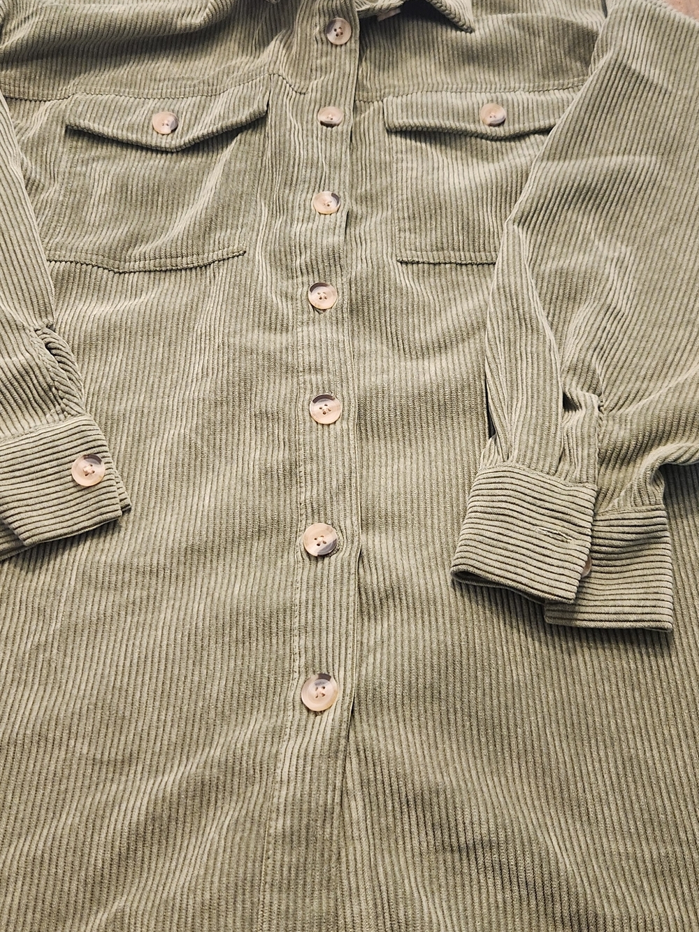 F&F Olive Green Corduroy Button-Front Shacket